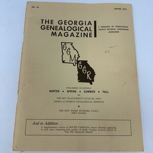Vintage The Georgia Genealogical Magazine Winter, 1972 Quarterly Q5